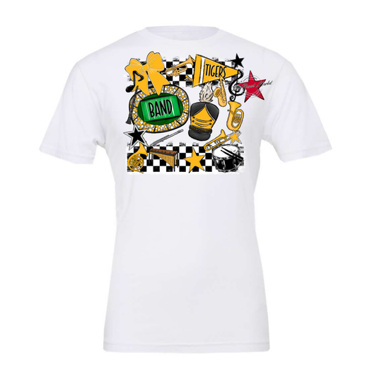 Tigers Checkers Band Spirit Design-Yellow