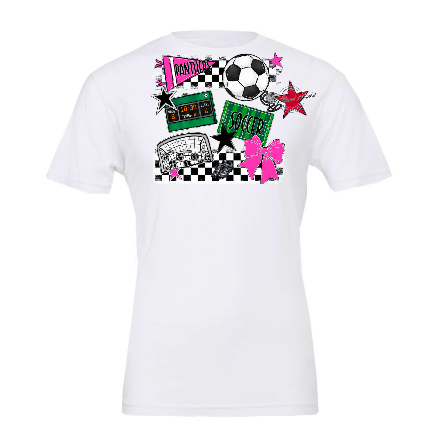 Panthers Checkers Soccer Spirit Design-Pink