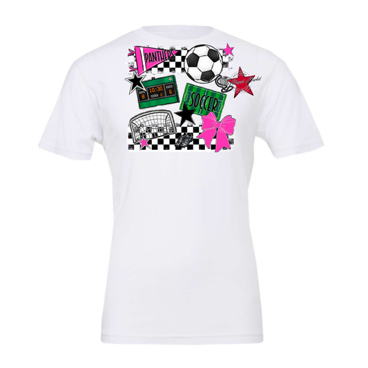Panthers Checkers Soccer Spirit Design-Pink