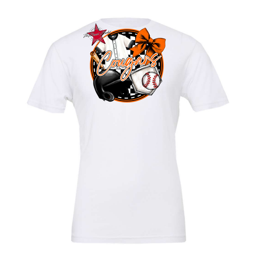 Cougars Circle Baseball Design-Orange