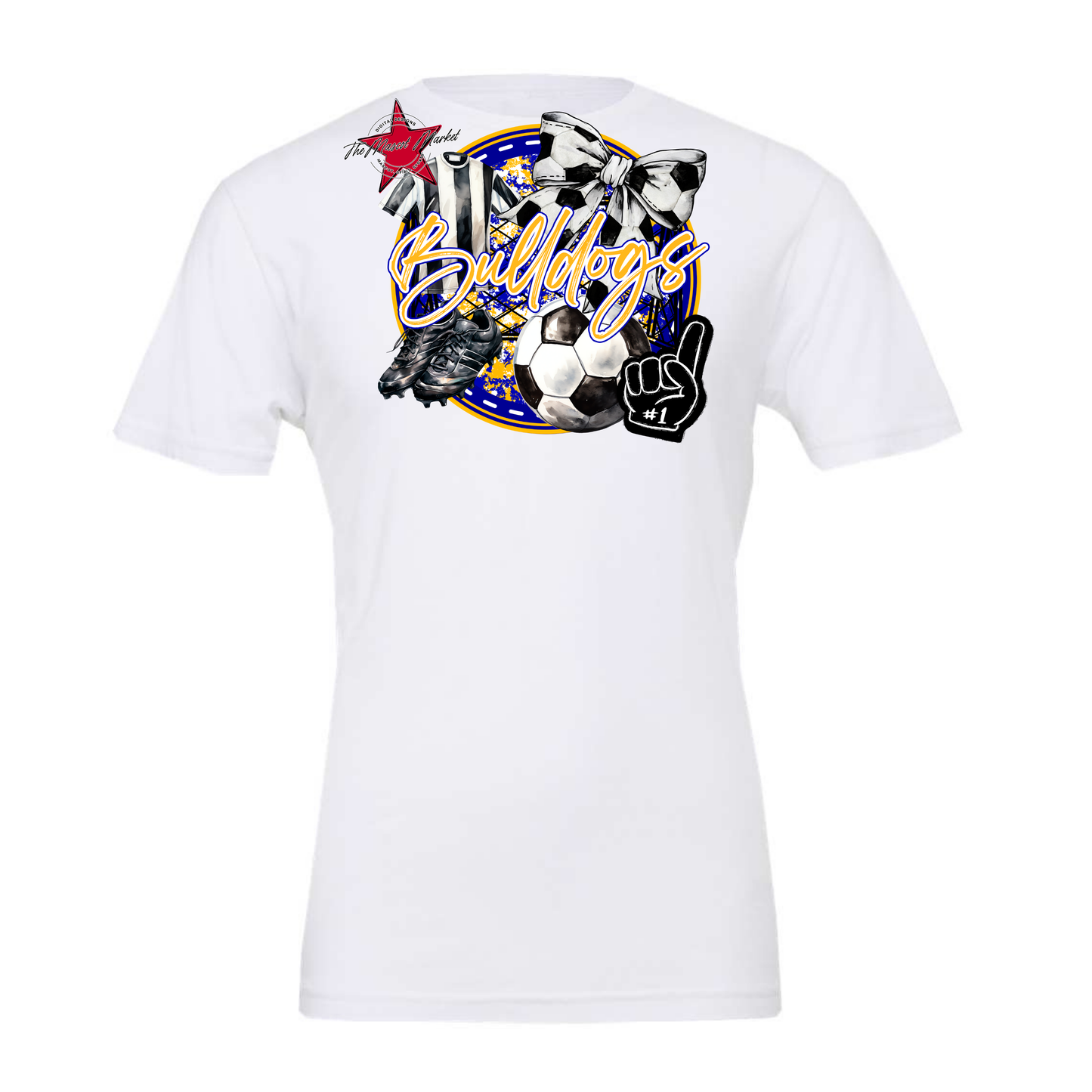 Bulldogs Circle Soccer Design-Blue-Yellow