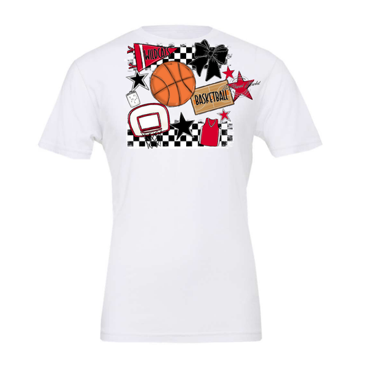 Wildcats Checkers Basketball Spirit Design-Red