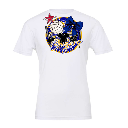 Cougars Circle Volleyball Design-Blue-Yellow