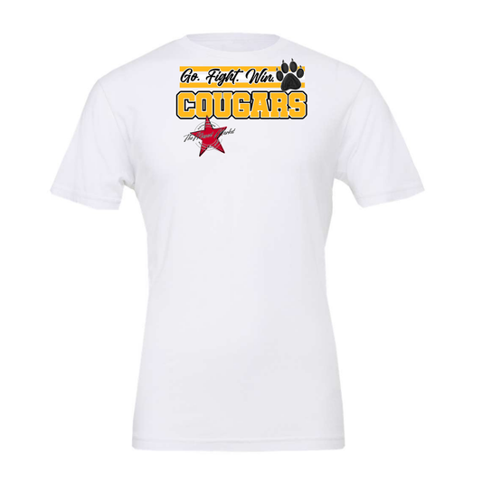 Cougars Go Fight Win Mascot Lines-Yellow