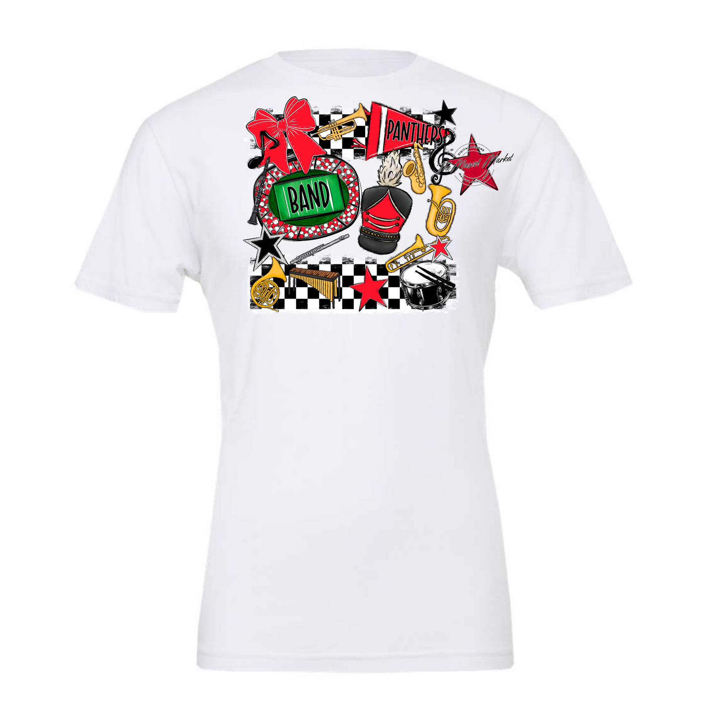 Panthers Checkers Band Spirit Design-Bright Red