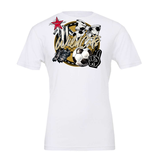 Wildcats Circle Soccer Design-Gold