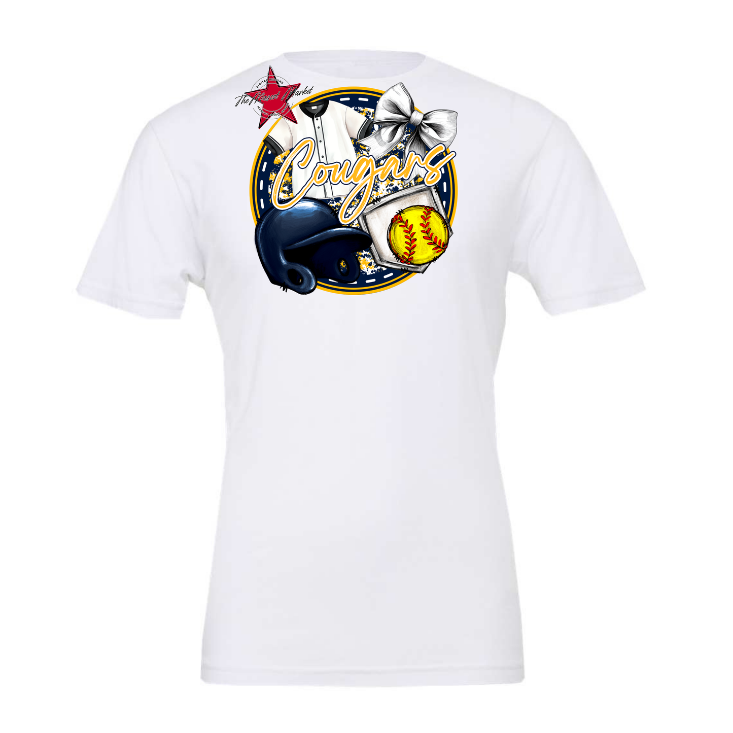 Cougars Circle Softball Design-Navy-Yellow