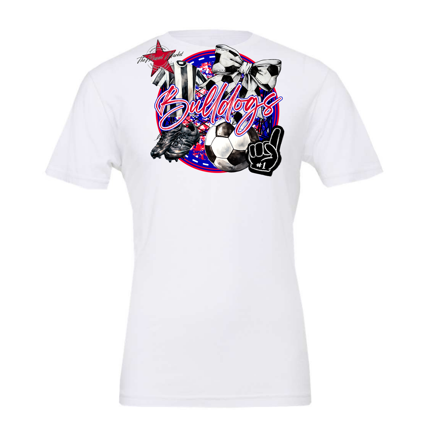 Bulldogs Circle Soccer Design-Blue-Red