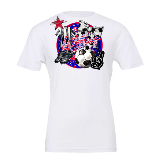 Wolves Circle Soccer Design-Blue-Red