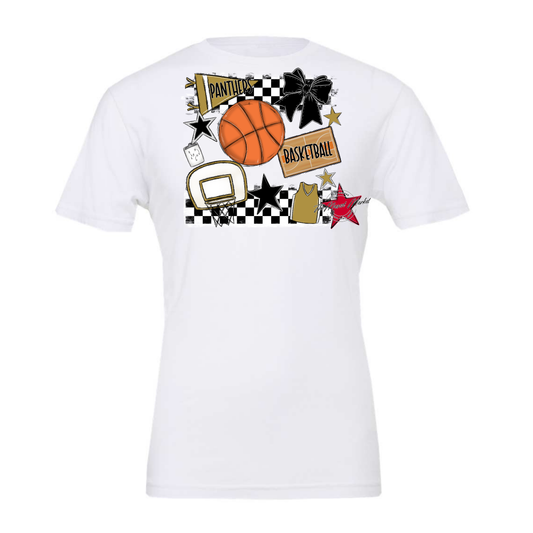 Panthers Checkers Basketball Spirit Design-Gold