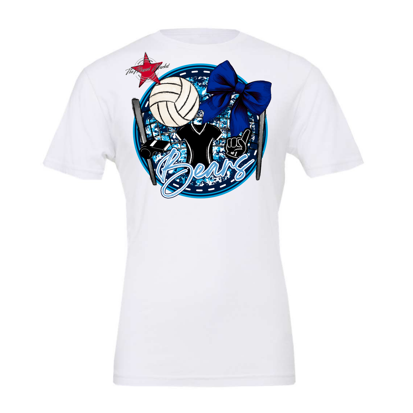 Bears Circle Volleyball Design-Blue-Carolina Blue