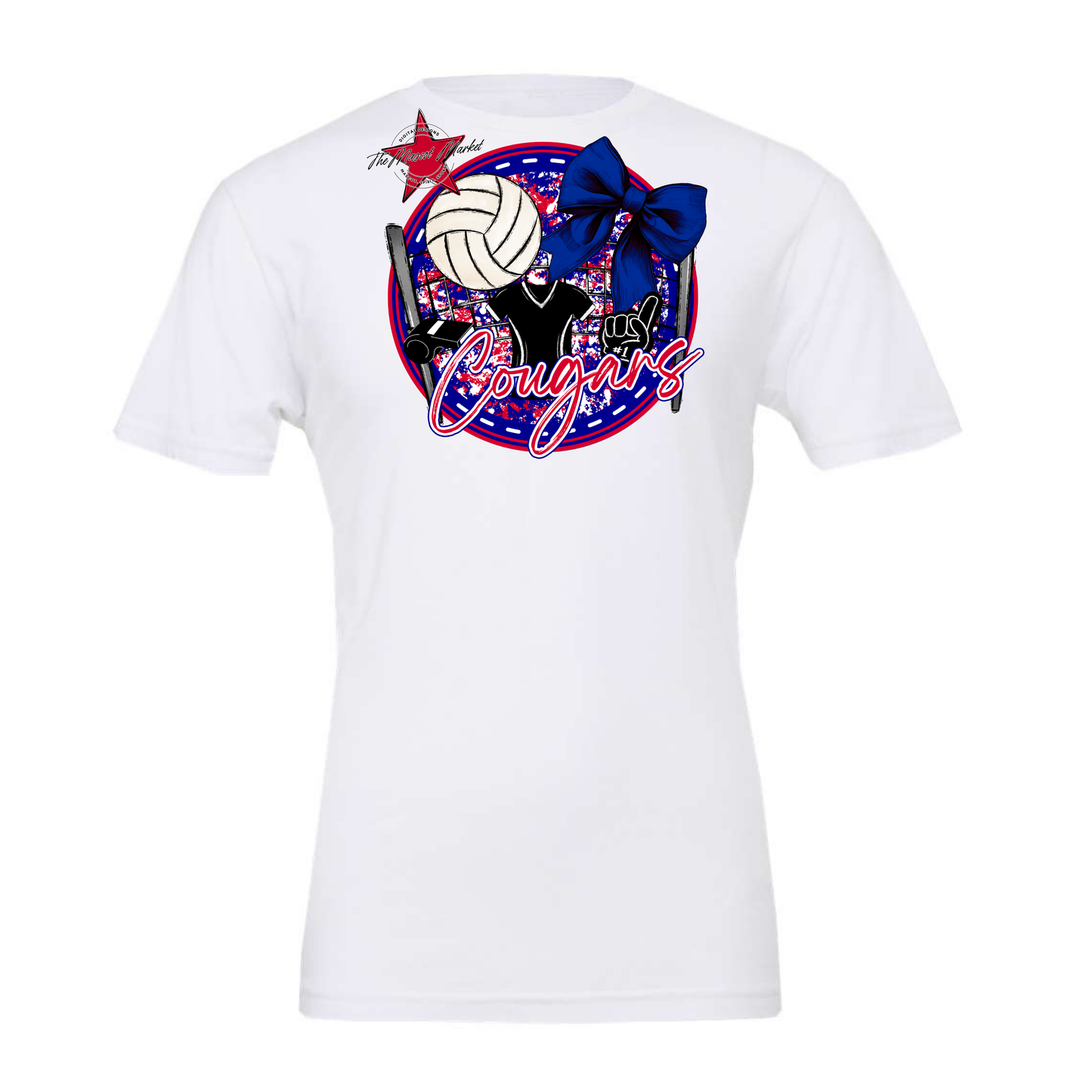 Cougars Circle Volleyball Design-Blue-Red