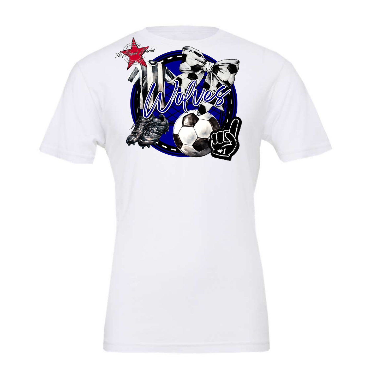 Wolves Circle Soccer Design-Blue