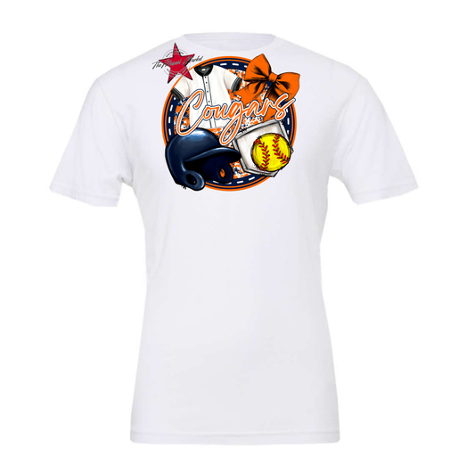 Cougars Circle Softball Design-Navy-Orange