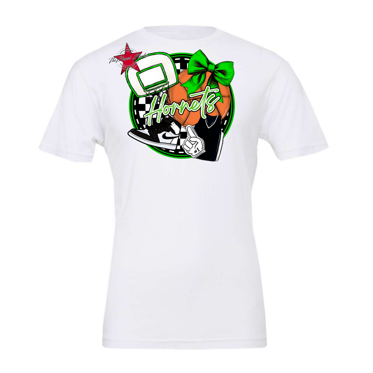 Hornets Circle Basketball Design-Bright Green