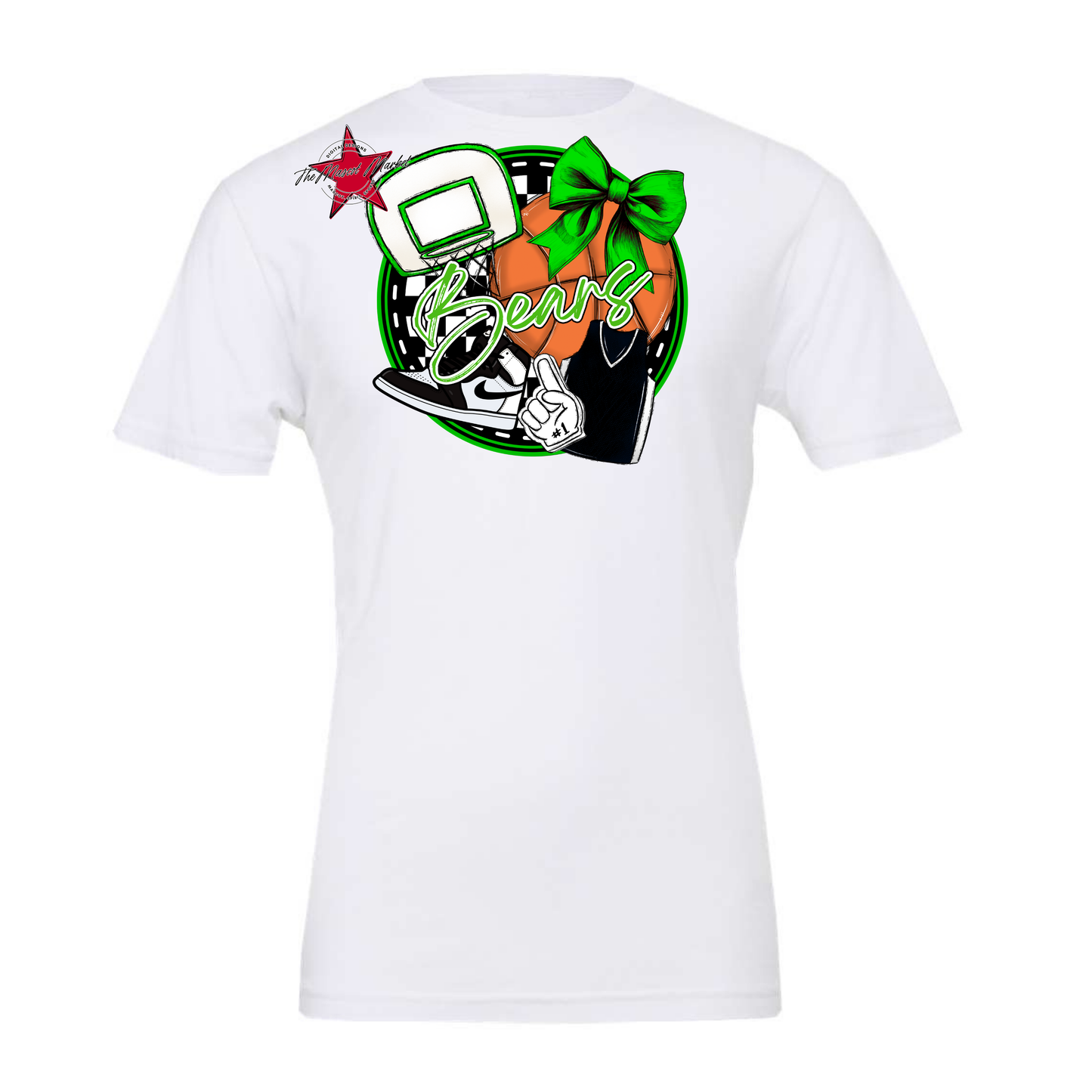 Bears Circle Basketball Design-Bright Green