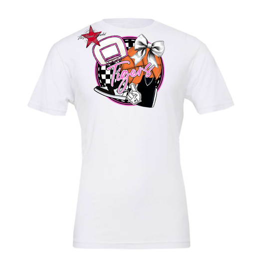Tigers Circle Basketball Design-Baby Pink