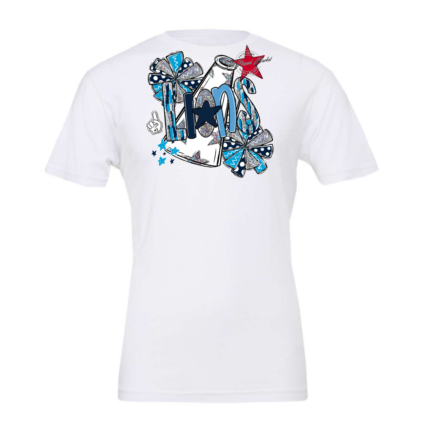 Lions Cheer Megaphone Scrape-Navy-Carolina Blue