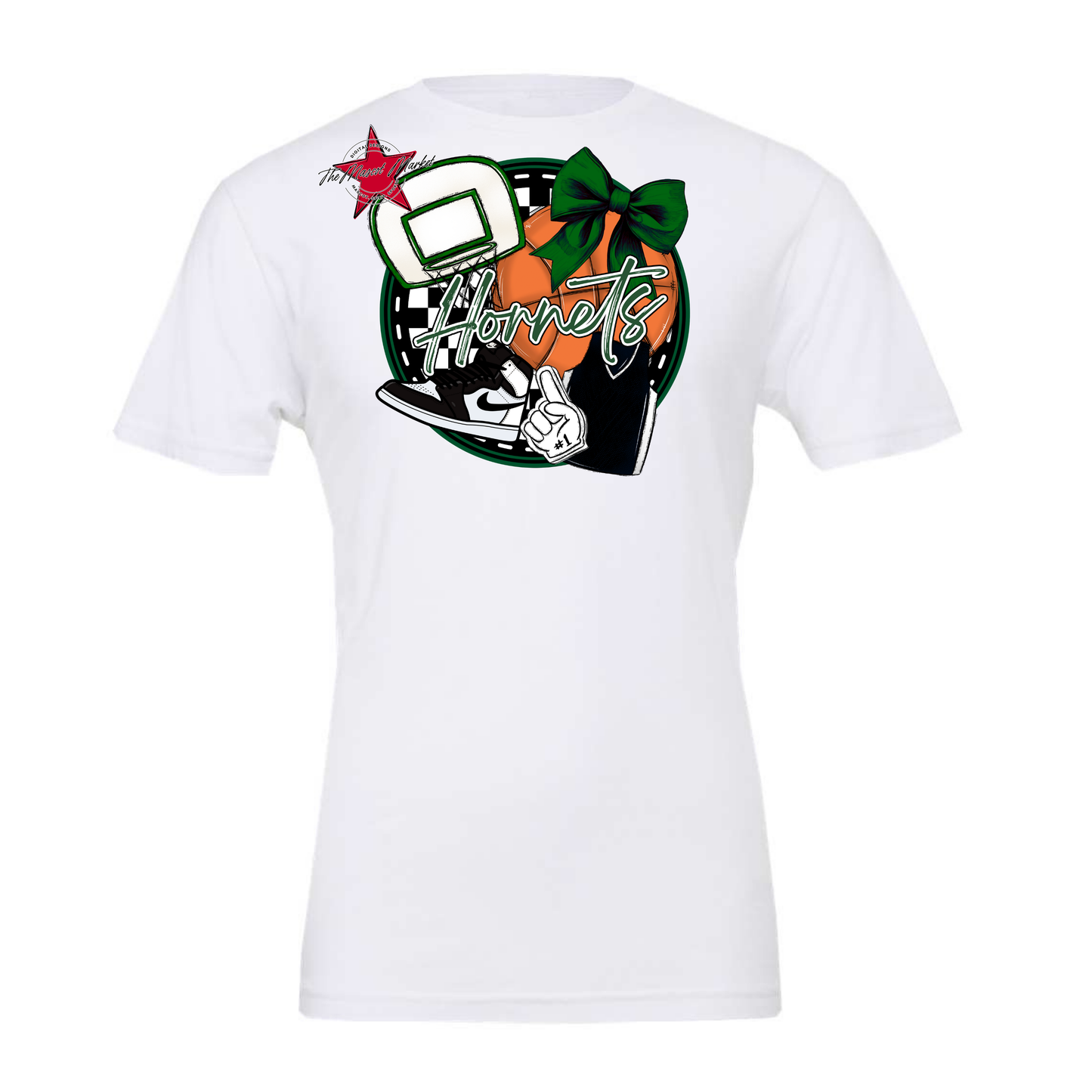 Hornets Circle Basketball Design-Green