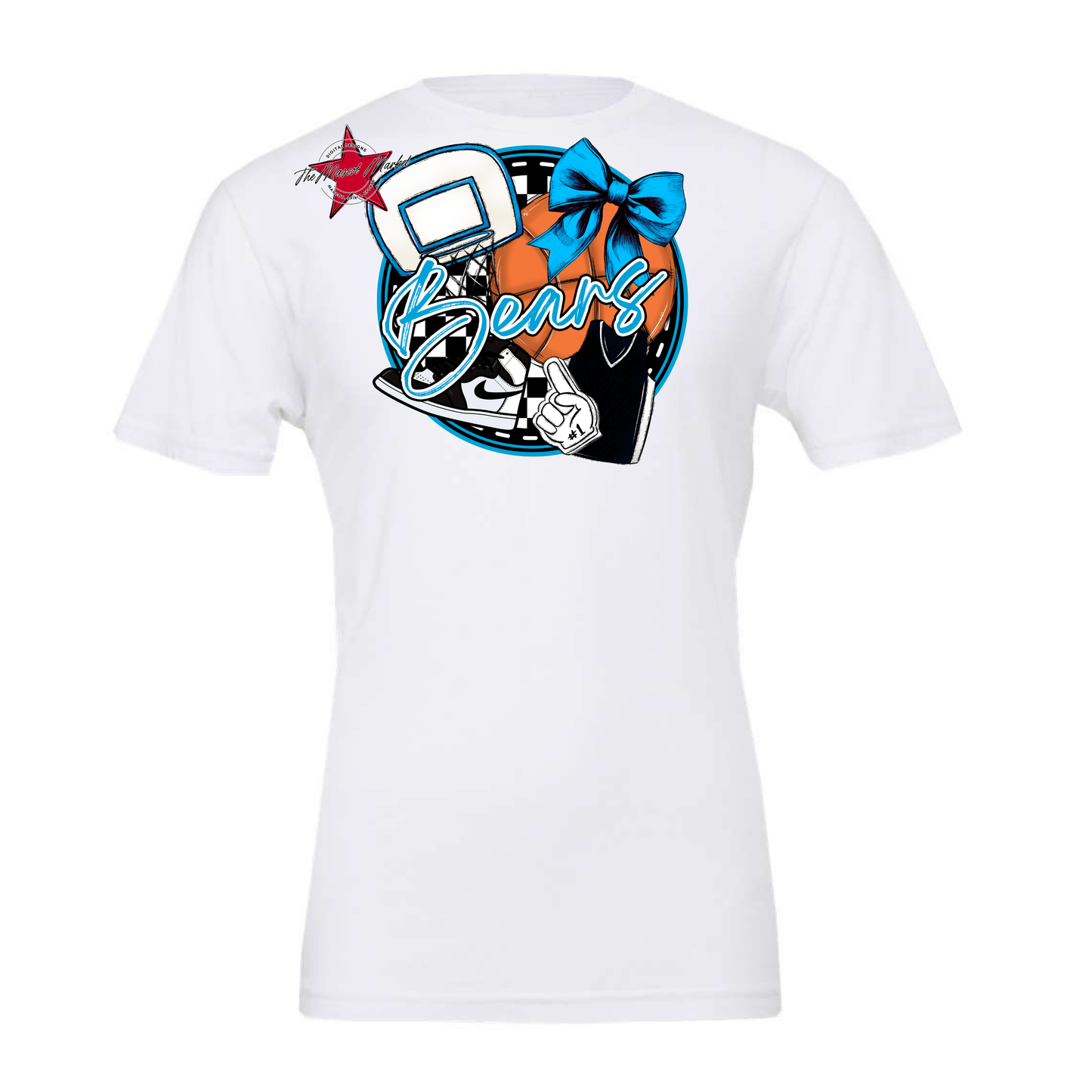 Bears Circle Basketball Design-Carolina Blue