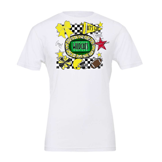 Wildcats Checkers Spirit Design-Bright Yellow