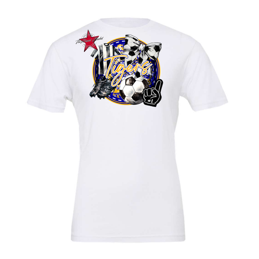 Tigers Circle Soccer Design-Blue-Yellow