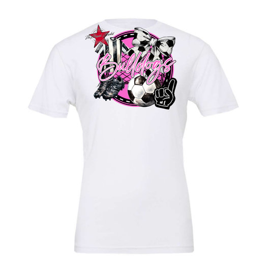 Bulldogs Circle Soccer Design-Baby Pink