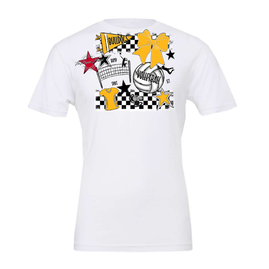 Bulldogs Checkers Volleyball Spirit Design-Yellow