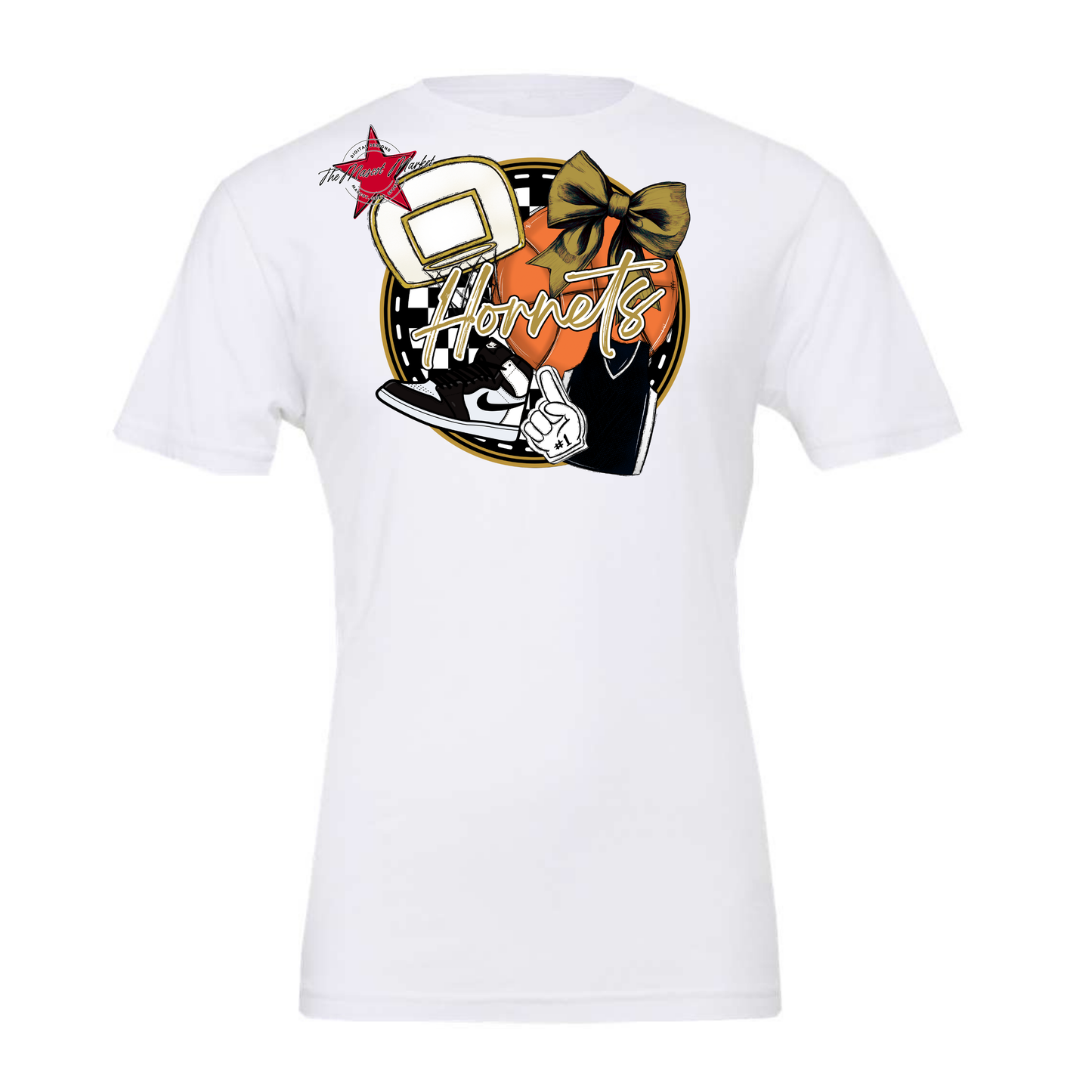 Hornets Circle Basketball Design-Gold