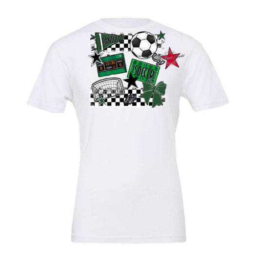 Panthers Checkers Soccer Spirit Design-Green