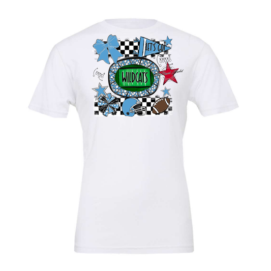 Wildcats Checkers Spirit Design-Carolina Blue