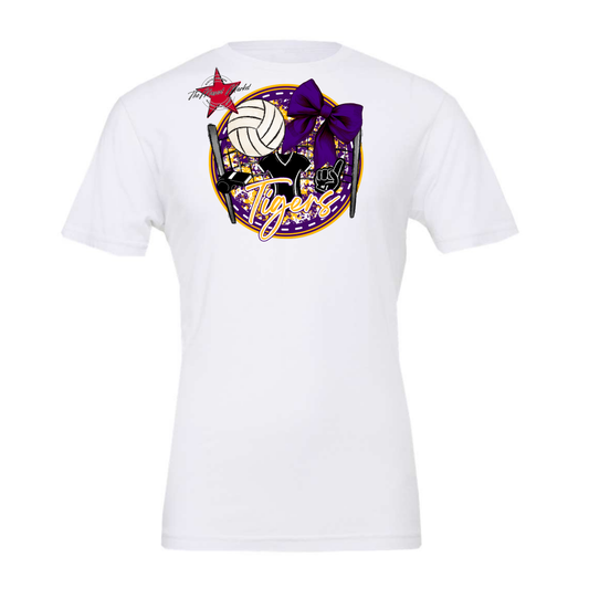 Tigers Circle Volleyball Design-Purple-Yellow