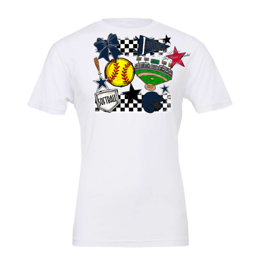 Bulldogs Checkers Softball Spirit Design-Navy