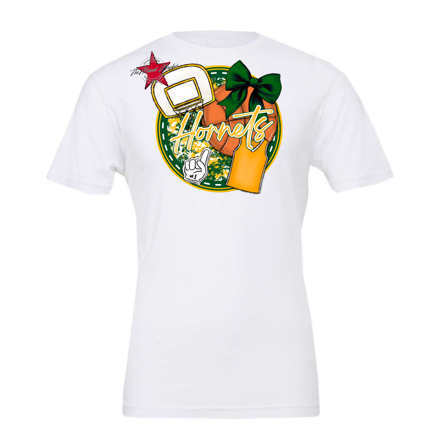 Hornets Circle Basketball Design-Green-Yellow