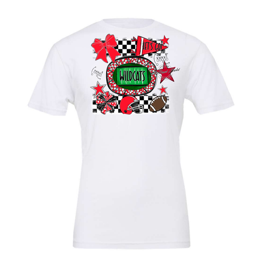 Wildcats Checkers Spirit Design-Bright Red