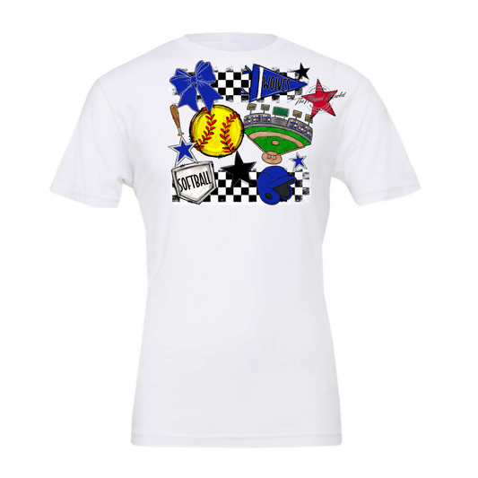 Wolves Checkers Softball Spirit Design-Royal Blue