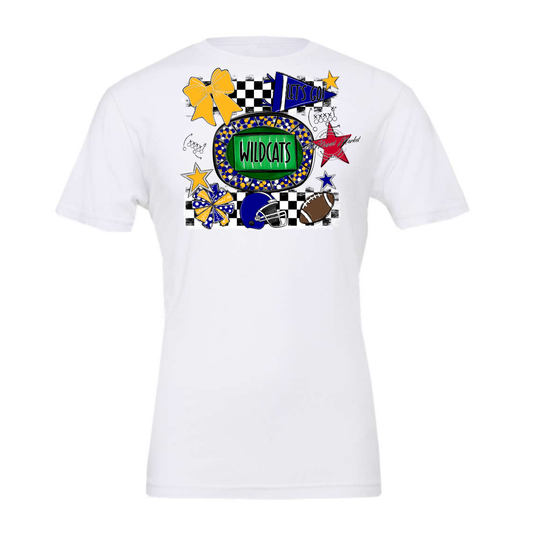 Wildcats Checkers Spirit Design-Blue-Yellow