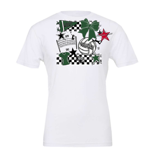 Wolves Checkers Volleyball Spirit Design-Green
