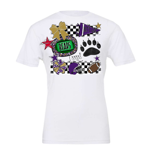 Bears Checker Spirit Design w Paw-Purple-Gold