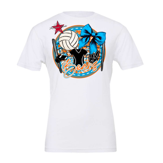 Bears Circle Volleyball Design-Carolina Blue-Orange
