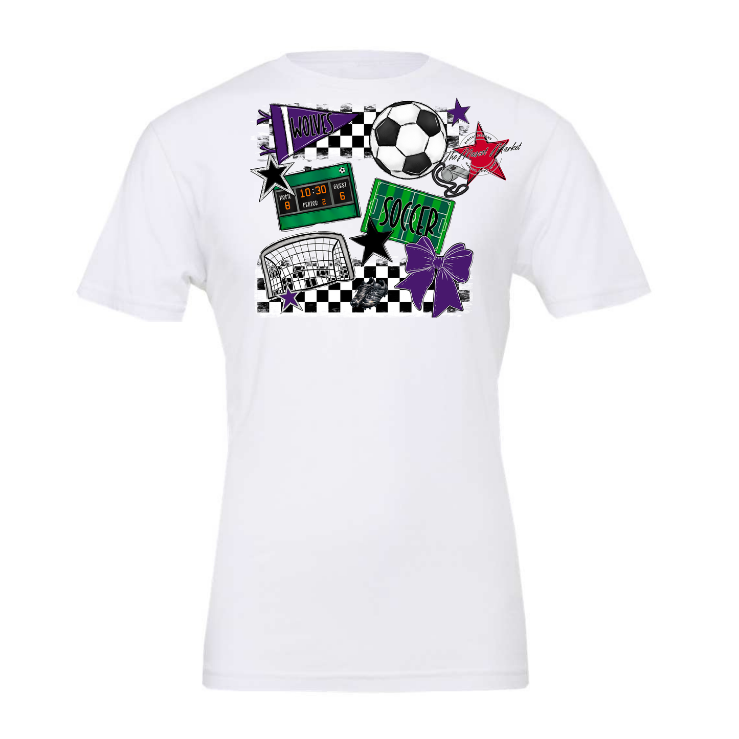 Wolves Checkers Soccer Spirit Design-Purple