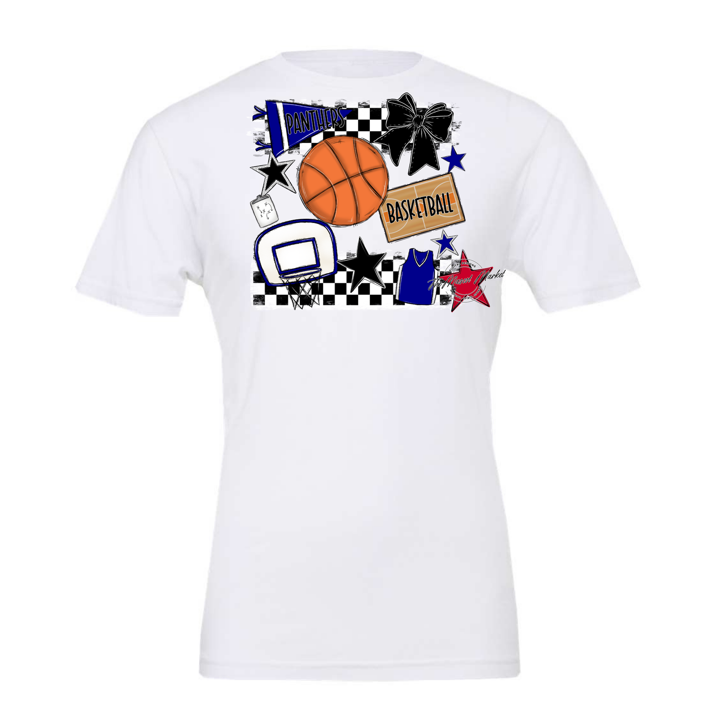 Panthers Checkers Basketball Spirit Design-Blue