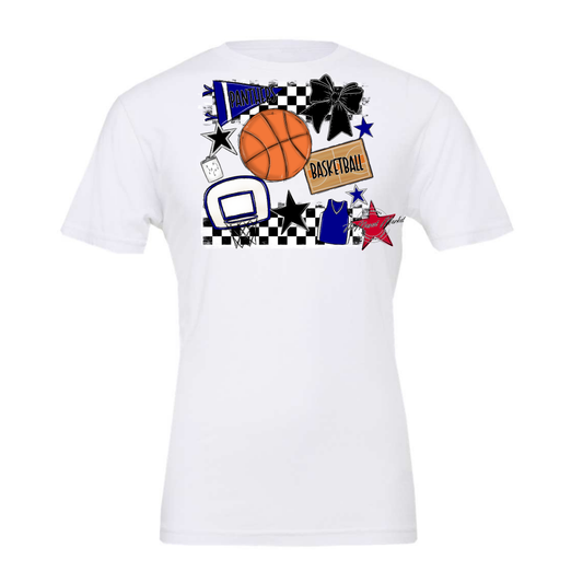 Panthers Checkers Basketball Spirit Design-Blue