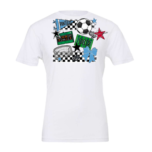 Panthers Checkers Soccer Spirit Design-Carolina Blue