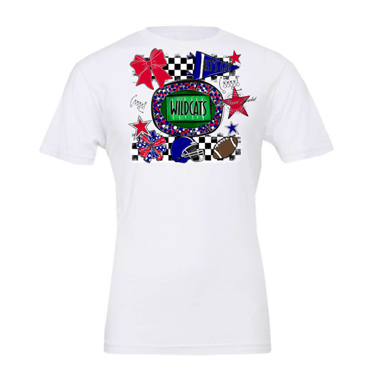 Wildcats Checkers Spirit Design-Blue-Red