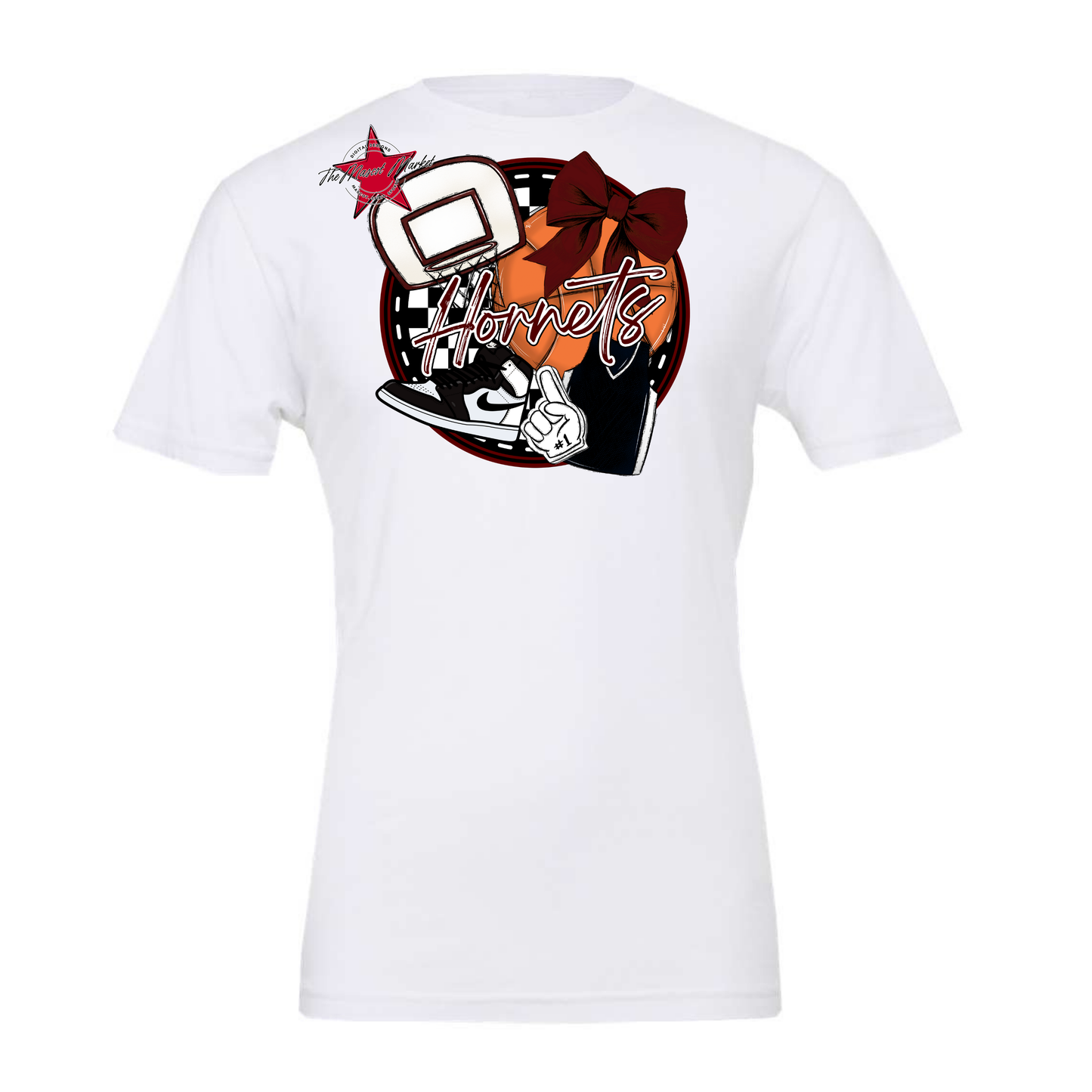 Hornets Circle Basketball Design-Maroon