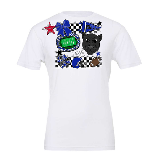 Panthers Checkers Mascot Spirit Design-Royal Blue