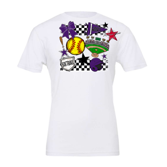 Wolves Checkers Softball Spirit Design-Purple
