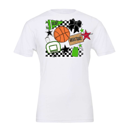 Bears Basketball Checkers Design-Bright Green
