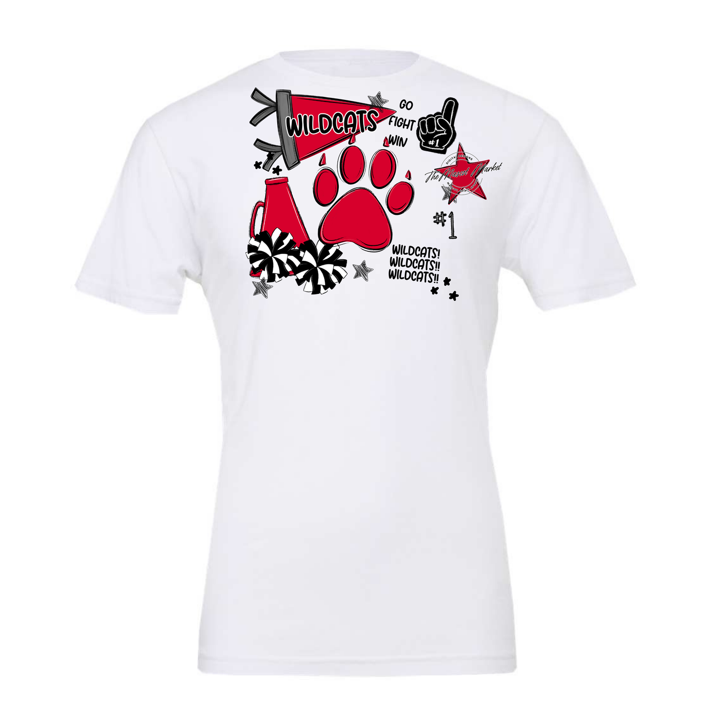 Wildcats Mixed Mascot Spirit Design-Red